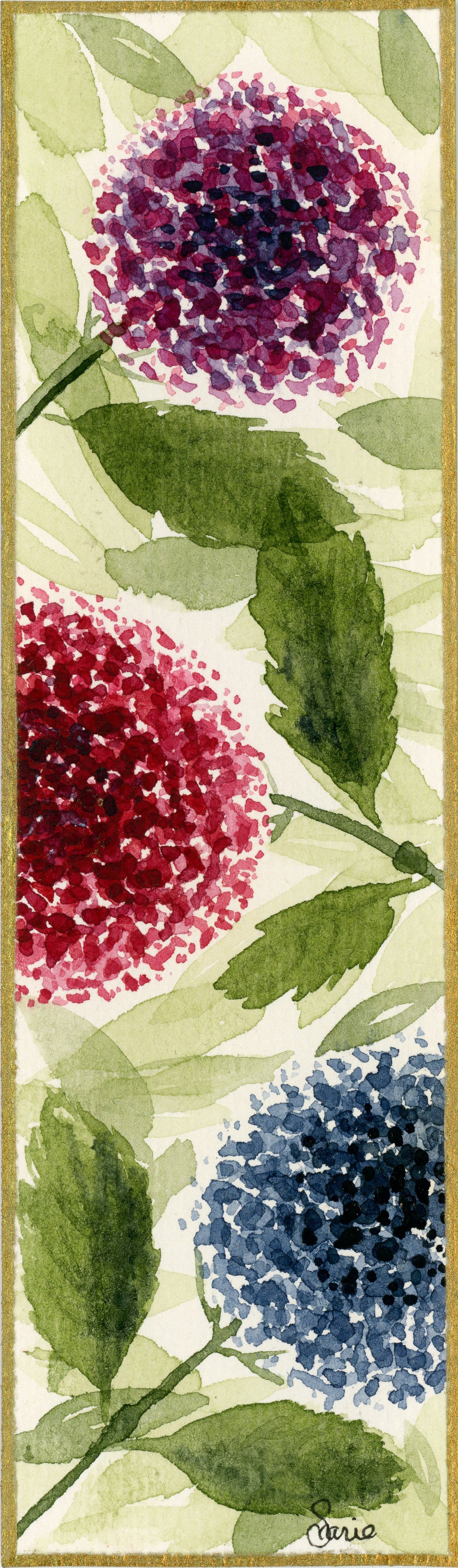 Hydrangea watercolor bookmark