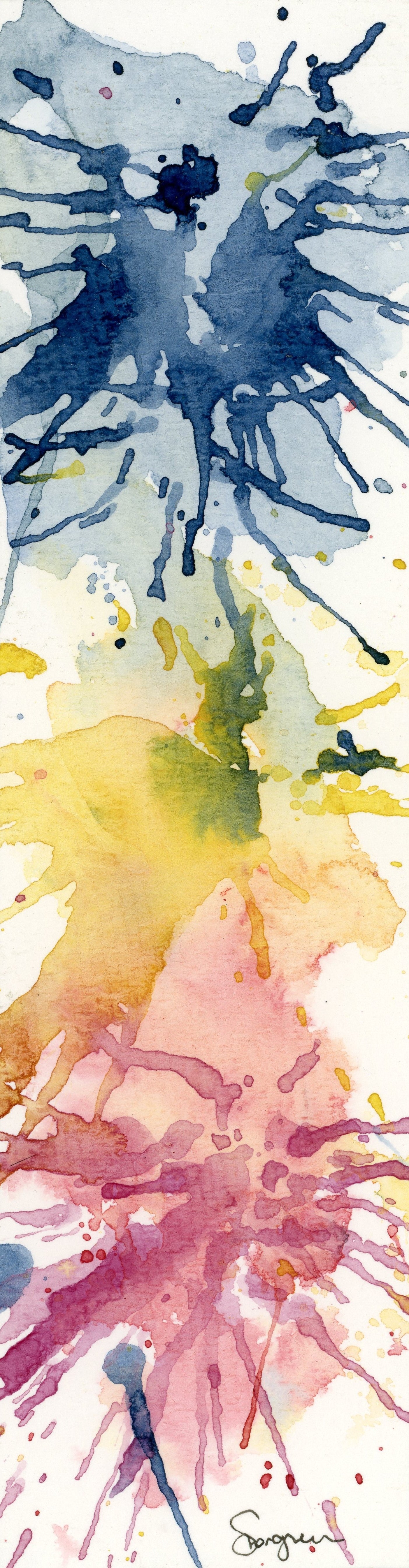 Blue, yellow, pink splat